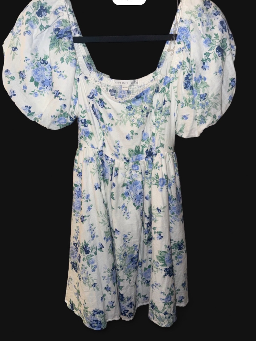 Altar'd State White NWOT Dress with Blue Floral Print - Picture 5 of 6